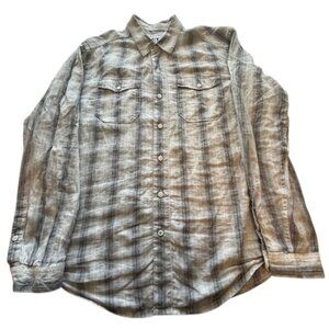 Tommy Bahama Gray Striped 100% Linen Button Down Shirt- Size XL